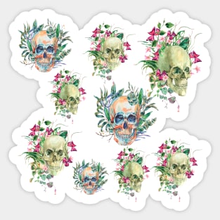 skulls and flowers Sticker